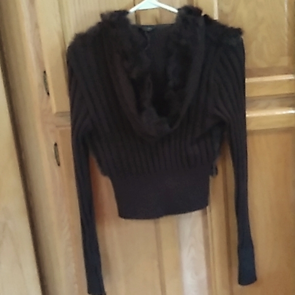 COPY - Jennyfer .J Sz S Brown Rabbit Fur Jacket - Picture 6 of 9